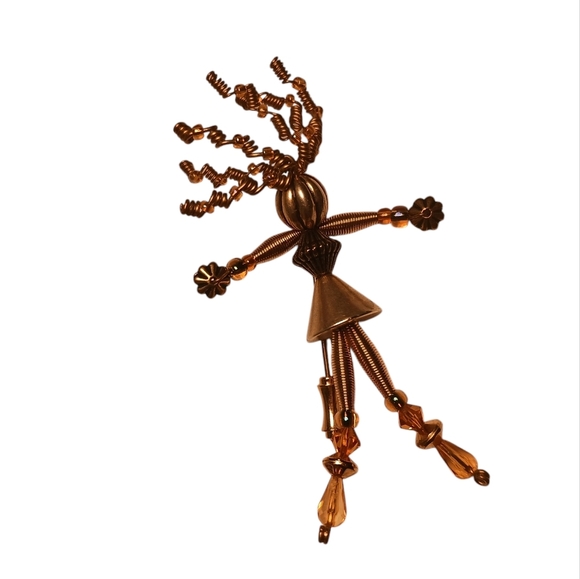 Vintage MoonBabies Gold Toned Figural Stickpin Wire Wild Hair Handmade BEADS - Picture 3 of 8